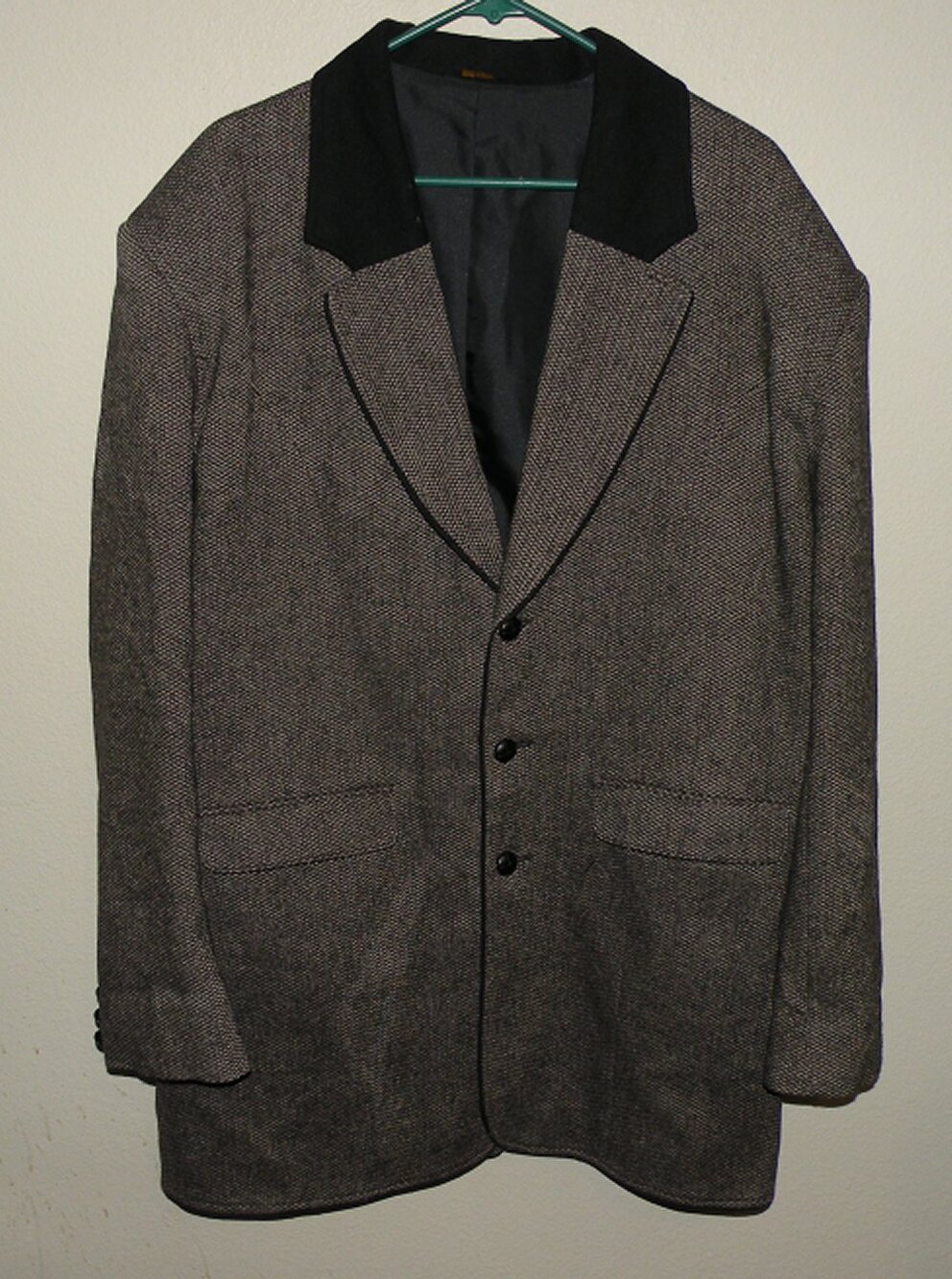 Pioneer Wear Bunkhouse Collection Men’s Large Gray Houndstooth Overcoat Wool USA